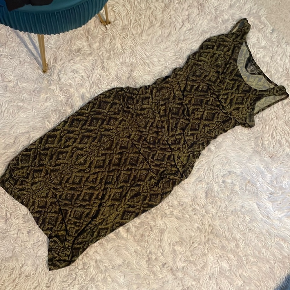 Bodycon Dress Olive Snakeskin